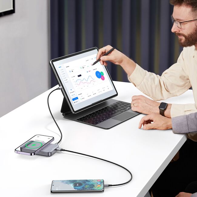 Baterie Externa cu Stand, USB, Type-C, 10000mAh, 22.5W, 5V/3A - Ugreen PB206 (15086) - Space Grey