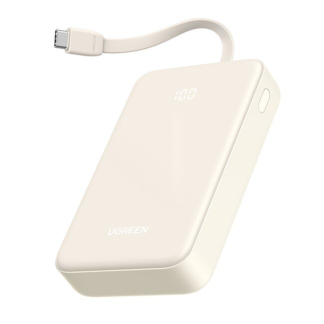 Baterie Externa USB, USB-C cu Cablu Type-C, 20000mAh, Fast Charging, 22.5W, 5V/3A - Ugreen PB505 (35340) - Beige