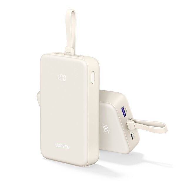 Baterie Externa USB, USB-C cu Cablu Type-C, 20000mAh, Fast Charging, 22.5W, 5V/3A - Ugreen PB505 (35340) - Beige