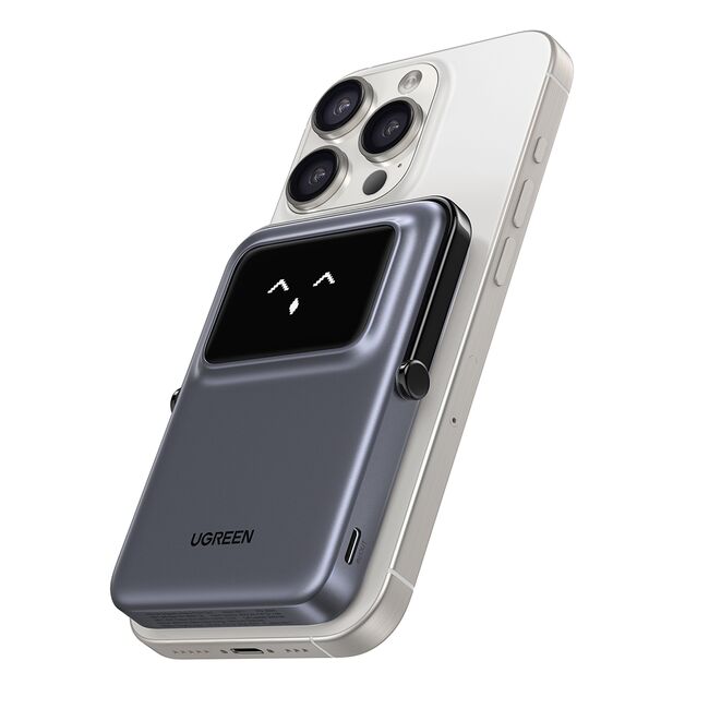 Baterie Externa Wireless cu Display 5000mAh, USB-C, 18W, 5V/3A - Ugreen PB571 (35605B) - Grey