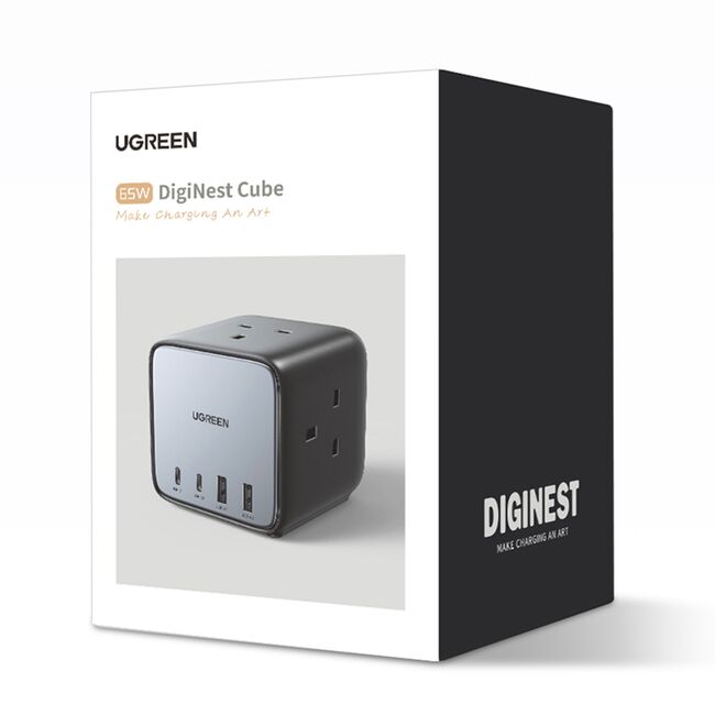 Incarcator Retea, Prelungitor 7 in 1, 2x USB-C, 2x USB, 3x AC, 2990W, 13A, PD65W - Ugreen  DigiNest Cube CD268 (60113) - Black