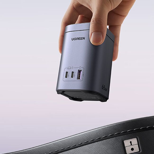 Incarcator fara Fir 4 in 1, USB, 2x Type-C, GaN, 65W, 3A, Qi2  - Ugreen X555 (55321) - Grey