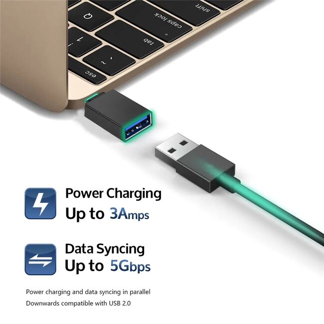 Adaptoare USB to Type-C, 3A, Aluminiu (set 2) - TriVoltX (A13) - Black