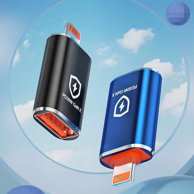 Adaptor USB-A la Lightning, 5Gbps, Aluminiu - HyperPort (A6) - Black / Orange