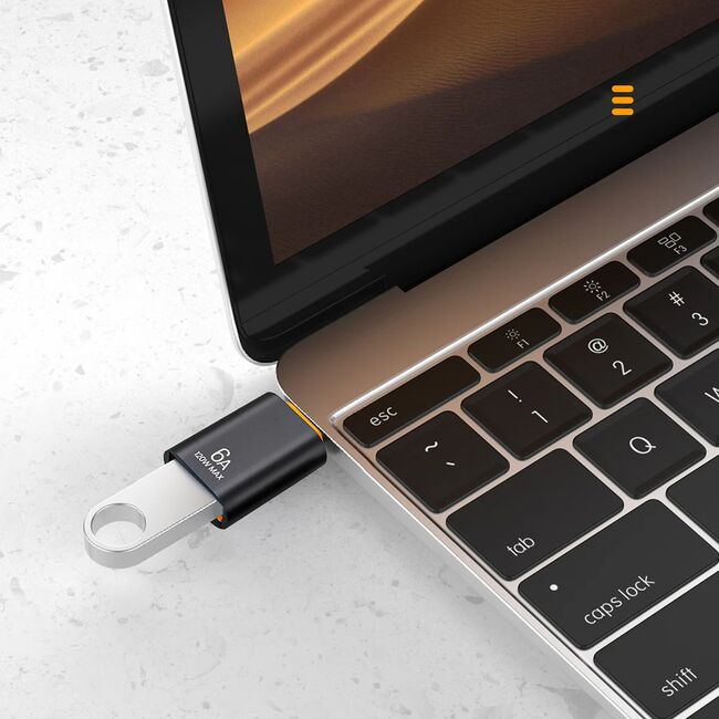 Adaptor USB-A la USB-C, 5Gbps, 6A, Aluminiu - HyperPort (A2) - Black / Orange