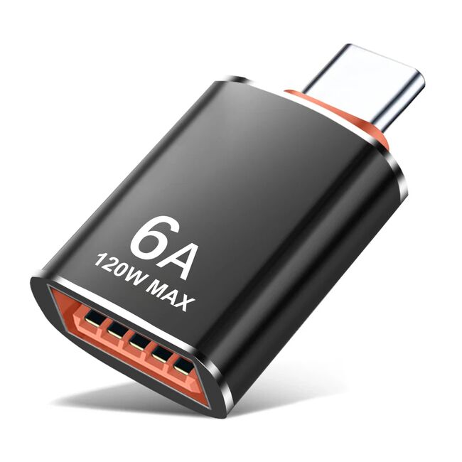 Adaptor USB-A la USB-C, 5Gbps, 6A, Aluminiu - HyperPort (A2) - Black / Orange