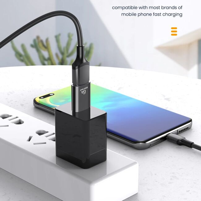 Adaptor USB-A la USB-C, 5Gbps, 6A, Aluminiu - HyperPort (A2) - Black / Orange