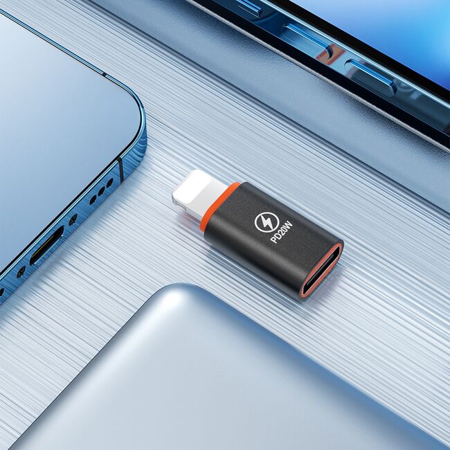 Adaptor USB-C la iPhone, PD20W, Aluminiu - HyperPort (A3) - Black / Orange