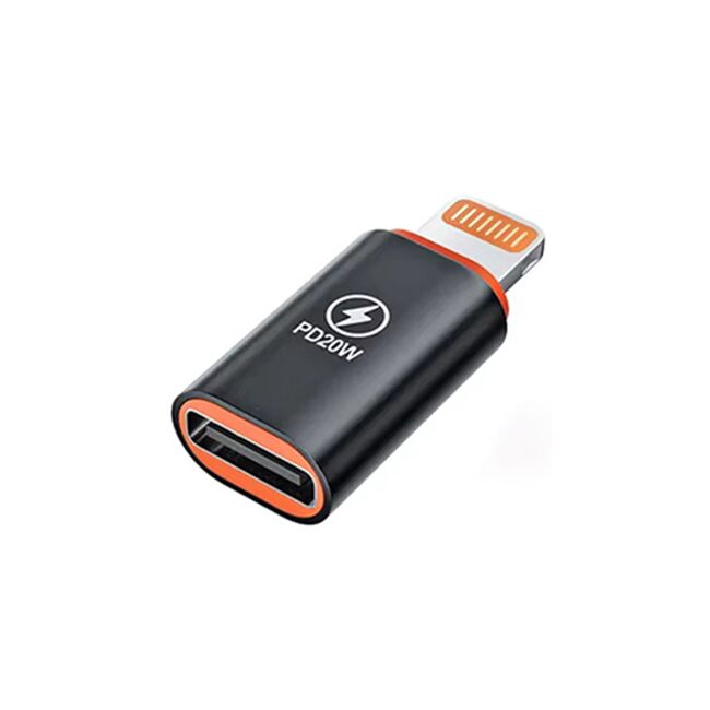 Adaptor USB-C la iPhone, PD20W, Aluminiu - HyperPort (A3) - Black / Orange