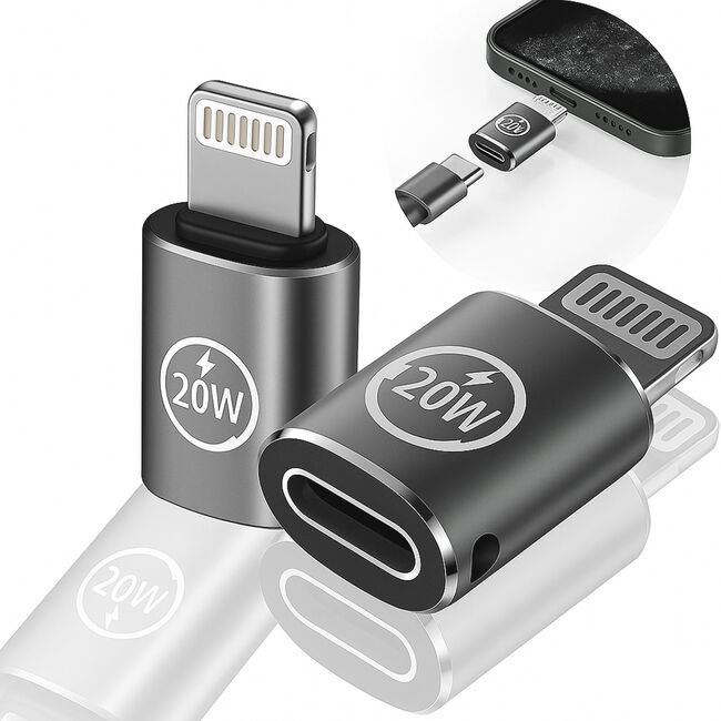 Adaptor USB-C la Lightning, 3A, Aluminiu - TitanCoreX (A11) - Gray
