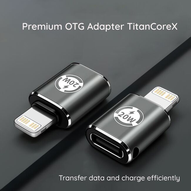 Adaptor USB-C la Lightning, 3A, Aluminiu - TitanCoreX (A11) - Gray