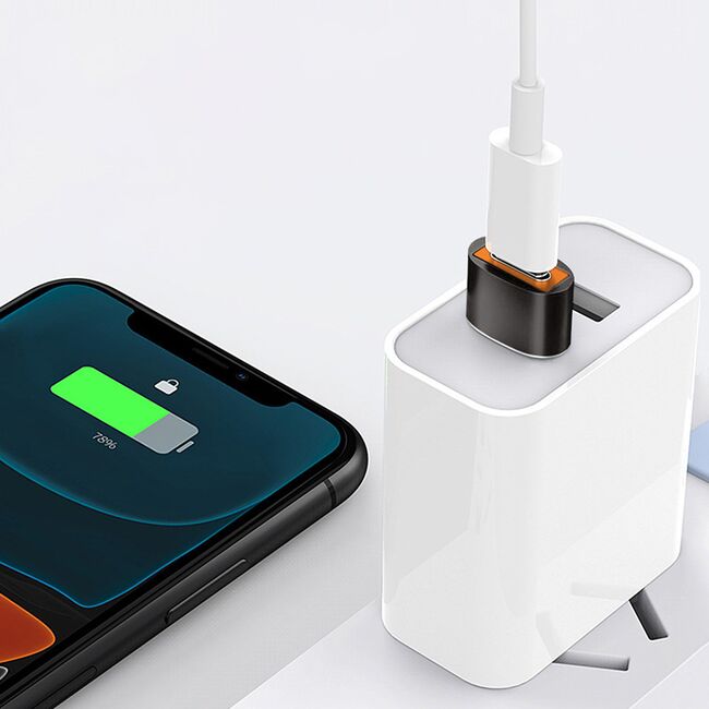 Adaptor USB-C la USB-A, 5Gbps, 10A, Aluminiu - HyperPort (A7) - Black / Orange