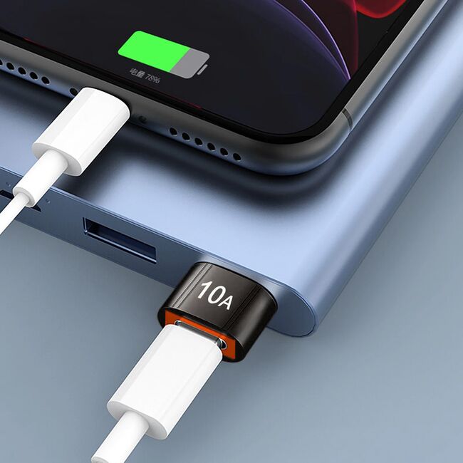 Adaptor USB-C la USB-A, 5Gbps, 10A, Aluminiu - HyperPort (A7) - Black / Orange