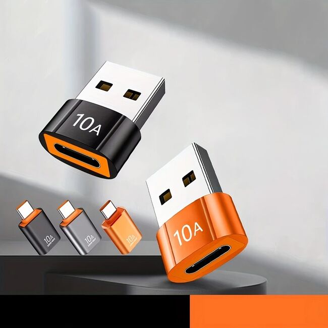 Adaptor USB-C la USB-A, 5Gbps, 10A, Aluminiu - HyperPort (A7) - Black / Orange