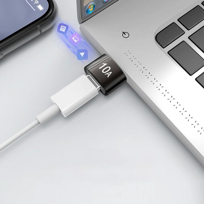 Adaptor USB-C la USB-A, 5Gbps, 10A, Aluminiu - HyperPort (A7) - Black / Orange