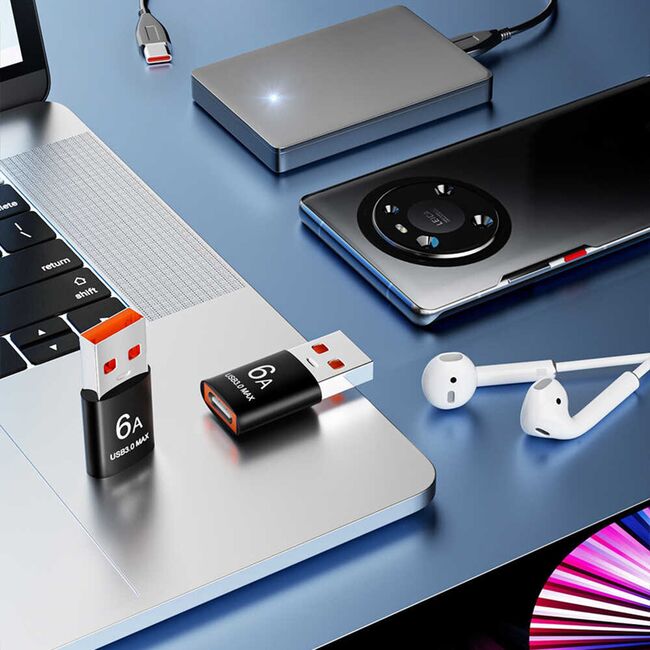 Adaptor USB-C la USB-A, 5Gbps, 6A - HyperPort (A5) - Black / Orange