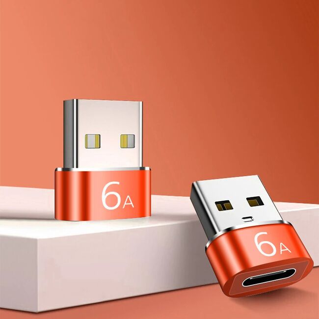 Adaptor USB-C la USB-A, 6A, Aluminiu -  HyperPort (A4) - Black / Orange