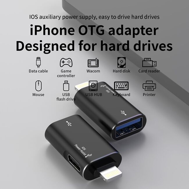 Adaptor USB la Lightning, Aluminiu - AluVoltX (A18) - Black