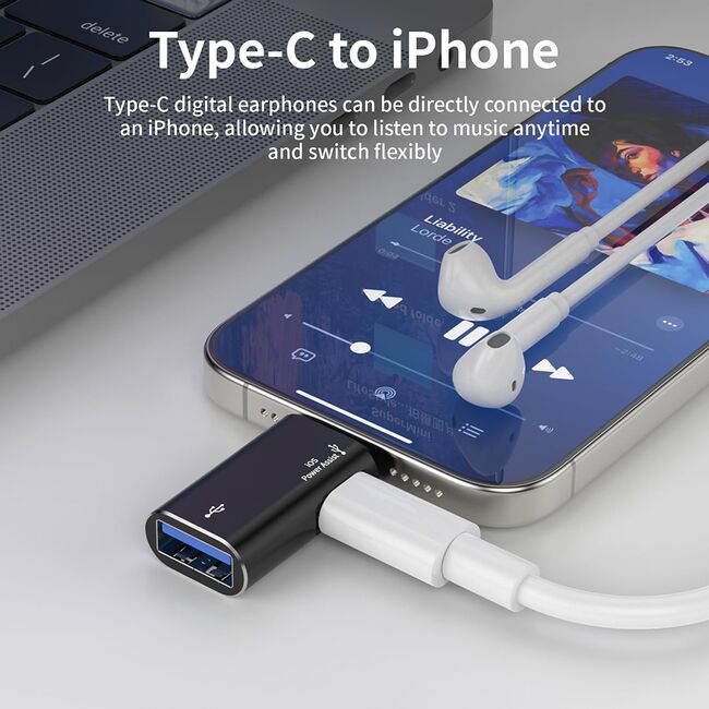Adaptor USB la Lightning, Aluminiu - AluVoltX (A18) - Black