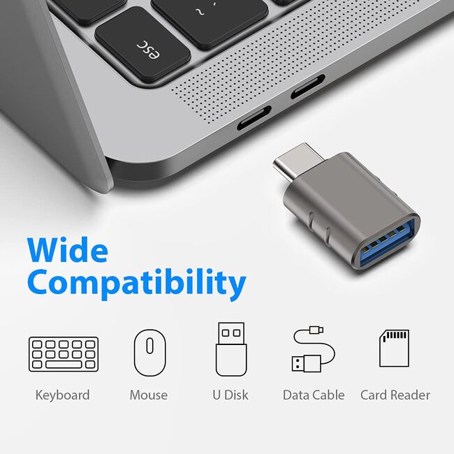 Adaptor USB la Type-C, 5Gbps, 3A, Aluminiu - SlateVolt (A10) - Gray