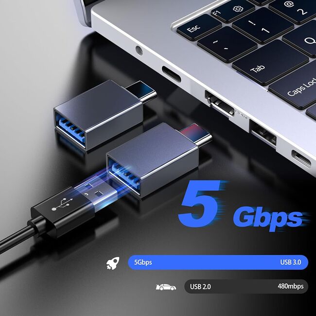 Adaptor USB la Type-C, 5Gbps, 3A, Aluminiu - SlateVolt (A8) - Gray