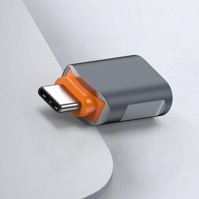 Adaptor USB la Type-C, 5Gbps, 6A, Aluminiu - SlateVolt (A9) - Gray / Orange