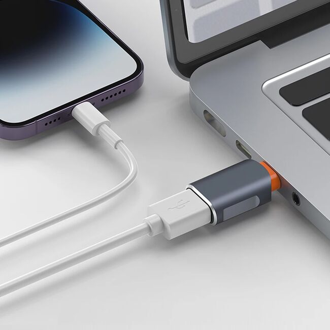 Adaptor USB la Type-C, 5Gbps, 6A, Aluminiu - SlateVolt (A9) - Gray / Orange