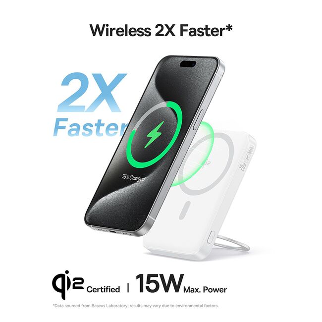 Acumulator Extern Type-C, Qi2, 20W, 5000mAh, with Cable Type-C - Baseus PicoGo (P10076800213-01) - White