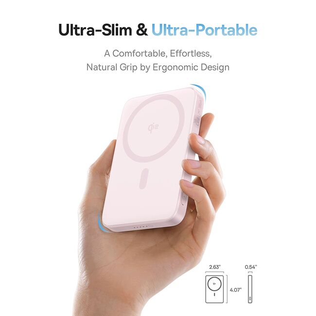 Acumulator Extern Type-C, Qi2, 20W, 5000mAh, with Cable Type-C - Baseus PicoGo (P10076800213-01) - Pink