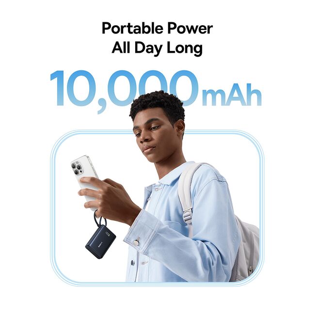 Baterie externa 10000mAh Type-C, USB, 45W, Fast Charging, Cablu Type-C - Baseus PicoGo (P10076803123-00) - Black