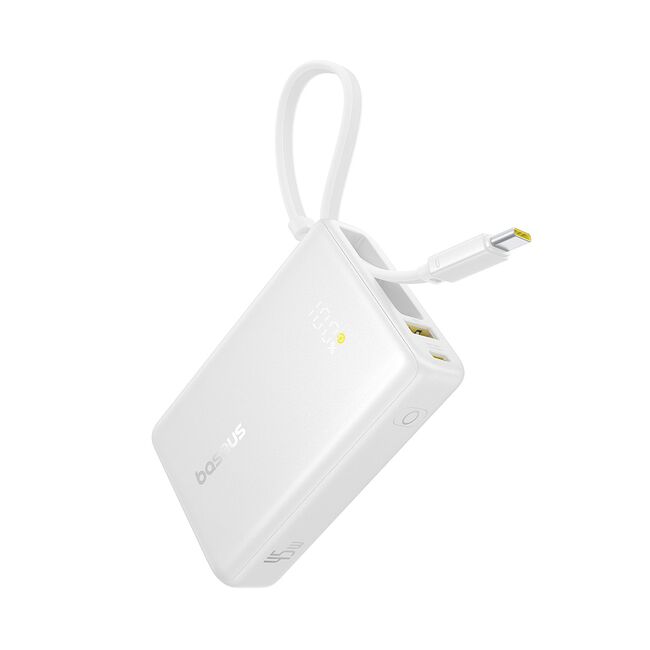Baterie externa 10000mAh Type-C, USB, 45W, Fast Charging, Cablu Type-C - Baseus PicoGo (P10076803213-00) - White