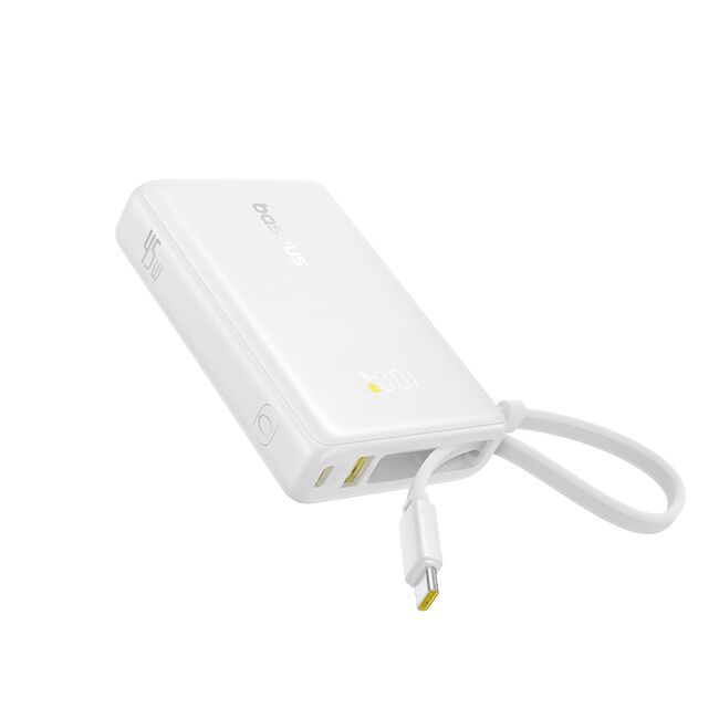 Baterie externa 10000mAh Type-C, USB, 45W, Fast Charging, Cablu Type-C - Baseus PicoGo (P10076803213-00) - White