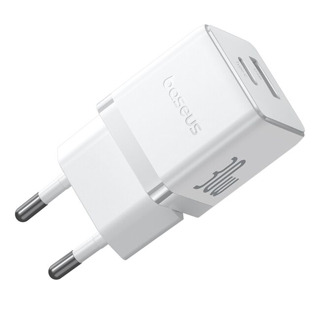 Incarcator EU 2 in 1 USB, Type-C, 1m, 30W - Baseus Palm (P1011160A213-00) - Moon White