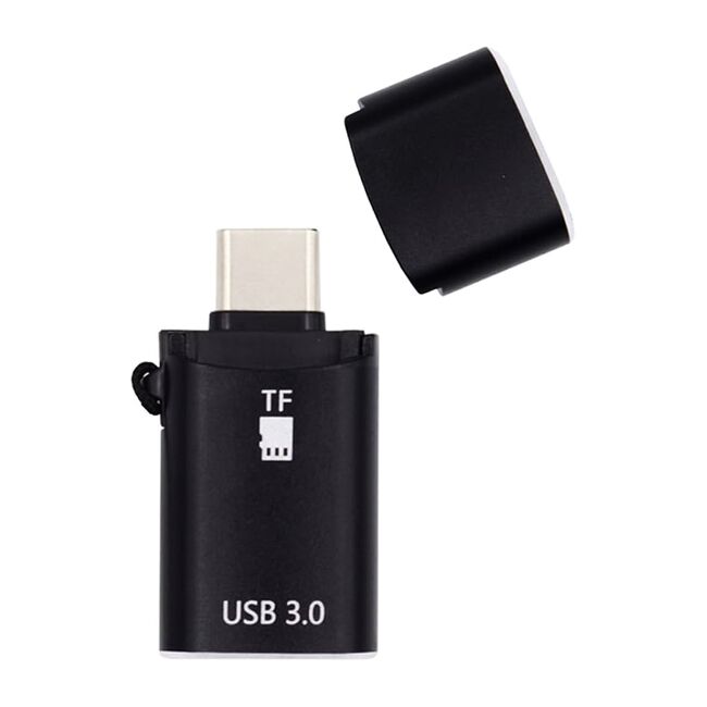 Cititor de Carduri 2in1, Adaptor, 3A, Aluminiu - AluVoltX (CC1) - Black