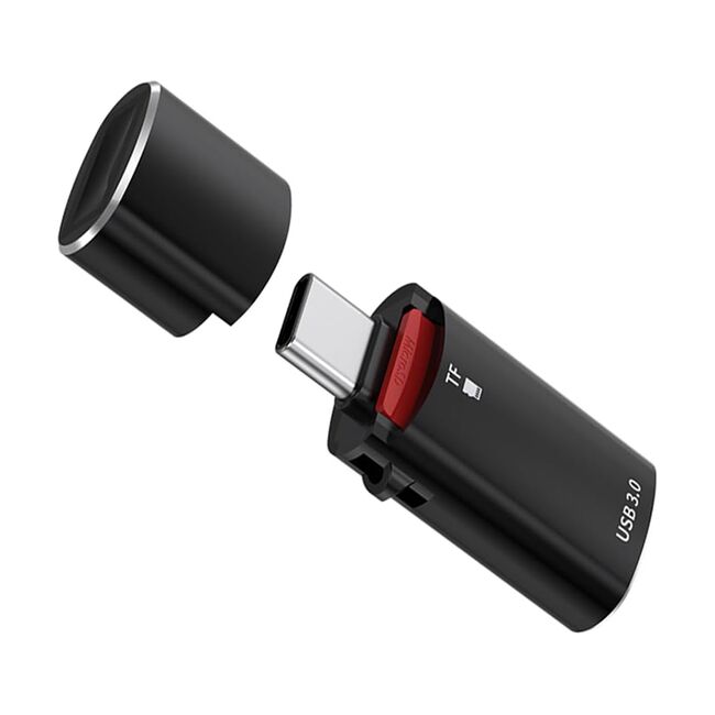Cititor de Carduri 2in1, Adaptor, 3A, Aluminiu - AluVoltX (CC1) - Black