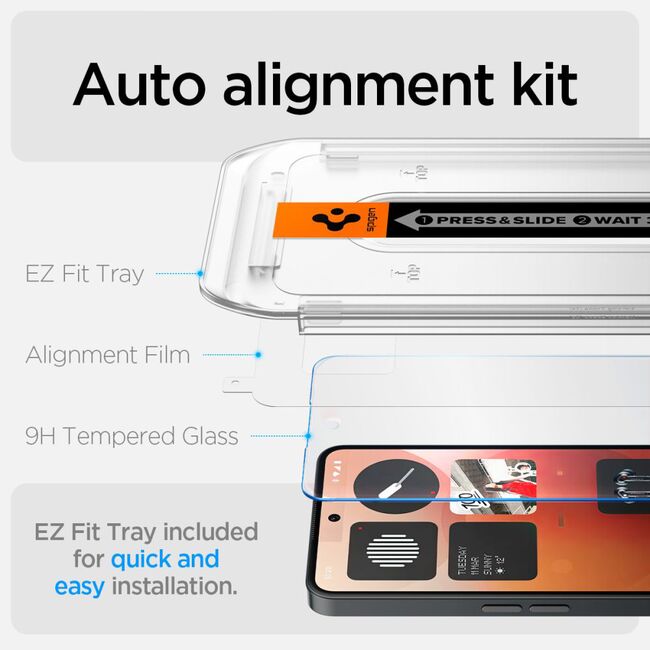 Folie pentru Nothing Phone (3a) / (3a) Pro - Spigen Glas.tR EZ FIT - Clear