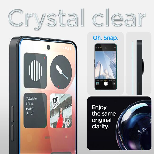 Folie pentru Nothing Phone (3a) / (3a) Pro - Spigen Glas.tR EZ FIT - Clear
