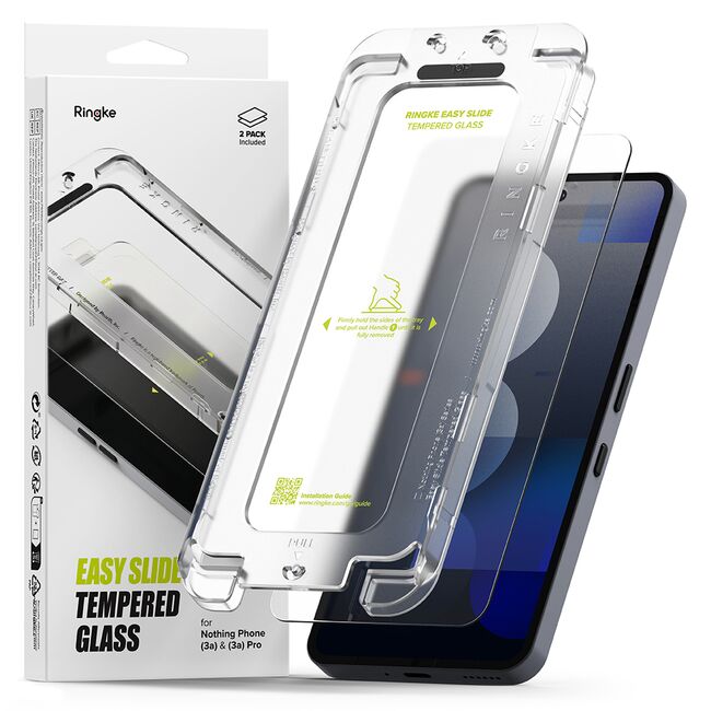 Folie pentru Nothing Phone (3a) / (3a) Pro (set 2) - Ringke Easy Slide Tempered Glass - Clear