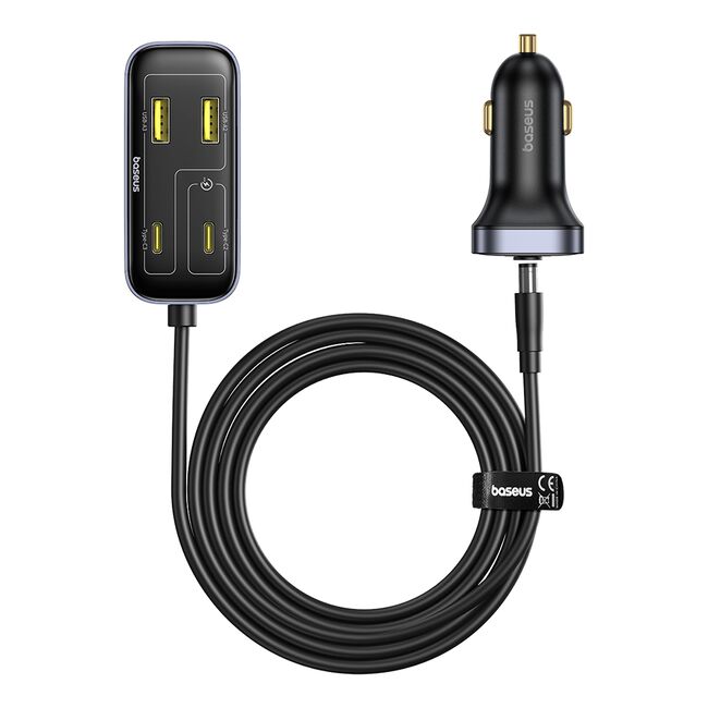 Incarcator Masina, Type-C, USB, 110W + Extensie Cablu 1.5m - Baseus BackseatPal L1 (C00081100121-00) - Black
