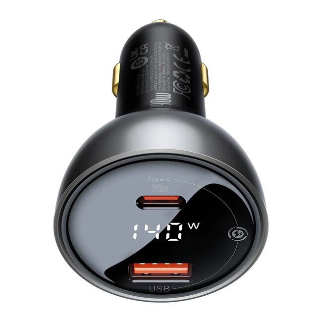 Incarcator Masina, Type-C, USB, 140W + Cablu USB-C 240W - Baseus (CGZX070001) - Black