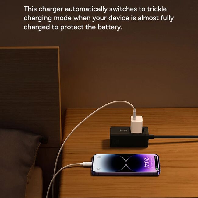 Incarcator Type-C, Fast Charging, GaN, 30W + Cablu Type-C 100W, 1m - Baseus (P10110902213-00) - Moon White