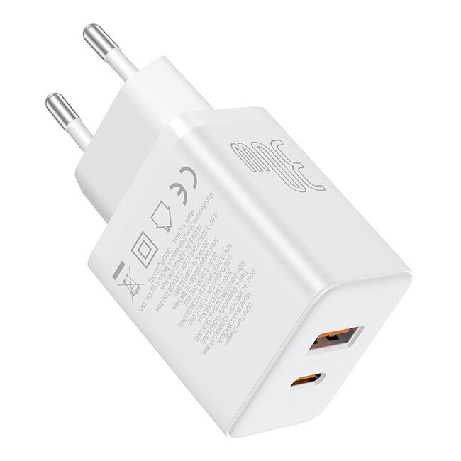 Incarcator USB, Type-C, Fast Charge 30W - Baseus (P10111404213-00) - Moon White
