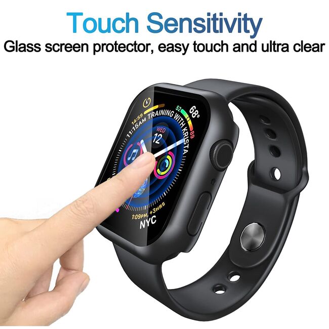 Set de Protecție 360° pentru Apple Watch 7 (45mm) – Carcasa cu protectie ecran, Claritate HD, Design Elegant - Negru