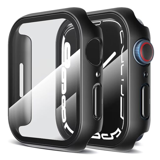 Set de Protecție 360° pentru Apple Watch 7 (45mm) – Carcasa cu protectie ecran, Claritate HD, Design Elegant - Negru