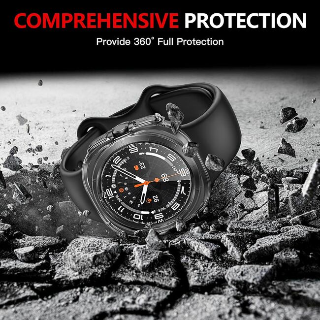 Set de Protecție 360° pentru Samsung Galaxy Watch Ultra (47mm) – Carcasa cu protectie ecran, Claritate HD, Design Elegant - Transparent
