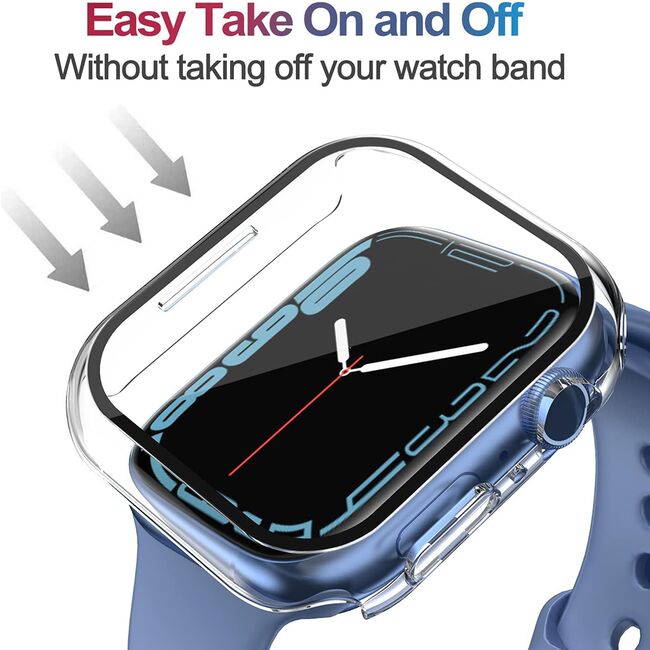 Set de Protecție 360° pentru Apple Watch 7 (45mm) – Carcasa cu protectie ecran, Claritate HD, Design Elegant - Transparent
