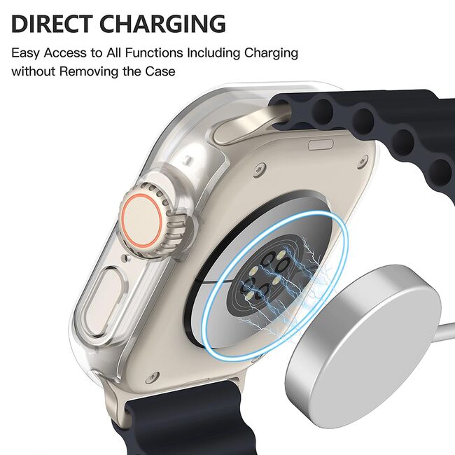 Set de Protecție 360° pentru Apple Watch Ultra / Ultra 2 – Carcasa cu protectie ecran, Claritate HD, Design Elegant - Transparent