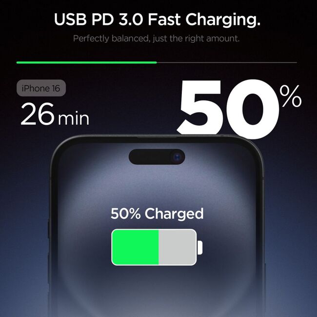 Incarcator pentru Priza, 20W, Type-C, GaN, Fast Charging - Spigen Essential (EE201EU) - Black