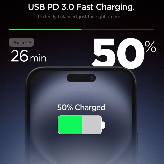 Incarcator pentru Priza, 20W, Type-C, GaN, Fast Charging - Spigen Essential (EE201EU) - White