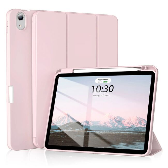 Husa pentru  Xiaomi Redmi Pad 2 Soft Shell cu functie wake-up/sleep si compartiment pentru stylus, tip stand - Roz